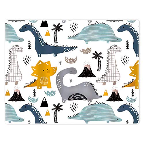 Violetpos Dick Decke Weich Wärme Gemütlich Flanell Fleece Sofadecke Karikatur Hand Gezeichnet Dinosaurier Vulkan Palme Blau 150 x 200 cm von Violetpos