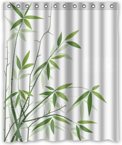 Violetpos Duschvorhänge Bambusblatt Duschvorhang Badezimmer Dekorative 180 x 180 cm von Violetpos