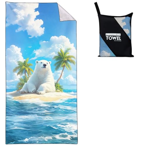 Violetpos Eisbären auf Inseln Strandtuch 90x180 cm Schnell Trocknende Badetuch Sandfrei Handtuch Strandhandtuch Strandtücher Groß Badehandtuch Tragbares Handtücher Leichtes und Dünnes von Violetpos