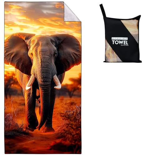 Violetpos Elefant Strandtuch 90x180 cm Schnell Trocknende Tier Badetuch Sandfrei Handtuch Strandhandtuch Strandtücher Groß Badehandtuch Tragbares Handtücher Leichtes und Dünnes Tierthema von Violetpos