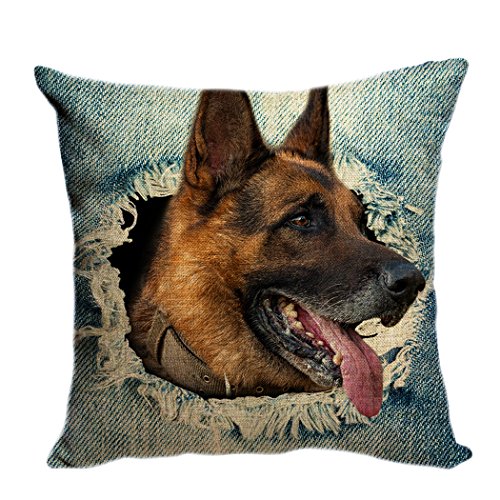 Violetpos Kissenhülle Deko Sofa Zierkissenbezug Auto Zierkissenbezüge Kissenbezüge Kopfkissen Kissen Interessant Hund Deutscher Schäferhund Denim Tier 40 x 40 cm von Violetpos