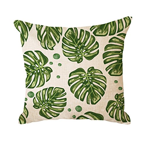 Violetpos Kissenhülle Deko Sofa Zierkissenbezug Auto Zierkissenbezüge Kissenbezüge Kopfkissen Kissen Tropische Blätter Palmblatt Palme Monstera Hawaii Luau Jungle 50 x 50 cm von Violetpos