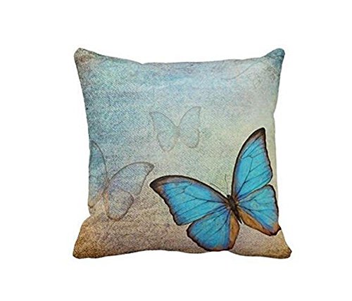 Violetpos Kissenhülle Deko Vintage Blaue Schmetterlinge Sofa Zierkissenbezug Auto Zierkissenbezüge Kissenbezüge Bettwaren & Bettwäsche Kopfkissen Kissen 60 x 60 cm von Violetpos