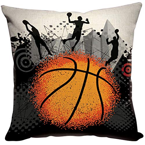 Violetpos Kissenhülle Sofa Zierkissenbezug Auto Zierkissenbezüge Kissenbezüge Kissen Basketball Spieler Junge Orange Schwarz 45 x 45 cm von Violetpos