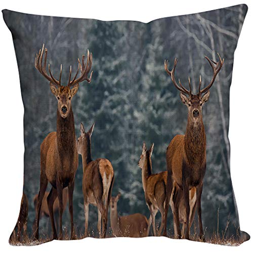 Violetpos Kissenhülle Sofa Zierkissenbezug Auto Zierkissenbezüge Kissenbezüge Kissen Herbst Wald Elch Hirsch 50 x 50 cm von Violetpos