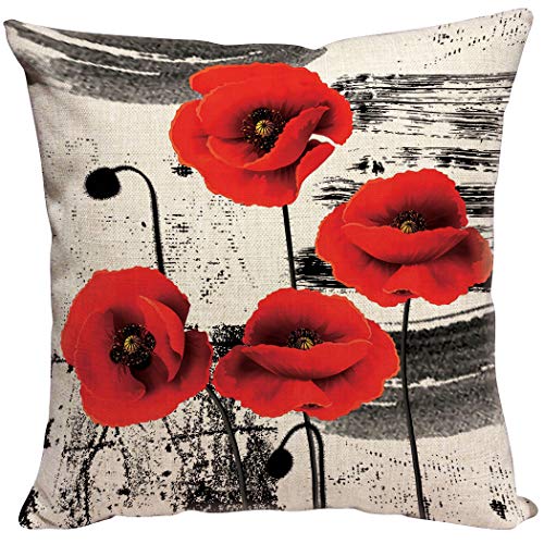 Violetpos Kissenhülle Sofa Zierkissenbezug Auto Zierkissenbezüge Kissenbezüge Kissen Psychedelische Rote Mohnblumen Blumen 50 x 50 cm von Violetpos