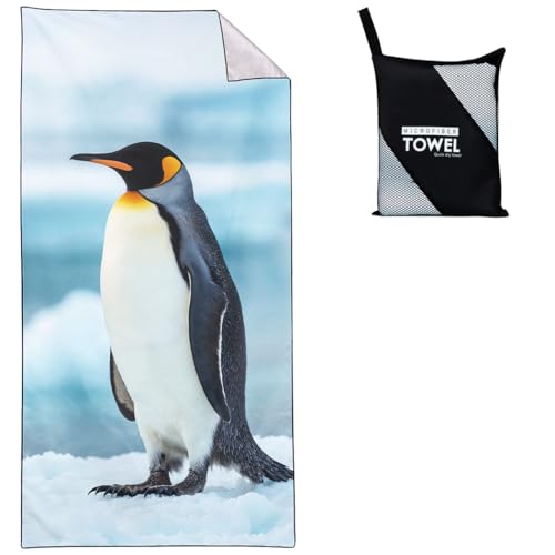 Violetpos Penguin in Snow Strandtuch 90x180 cm Schnell Trocknende Badetuch Sandfrei Handtuch Strandhandtuch Strandtücher Groß Badehandtuch Tragbares Handtücher Leichtes und Dünnes von Violetpos