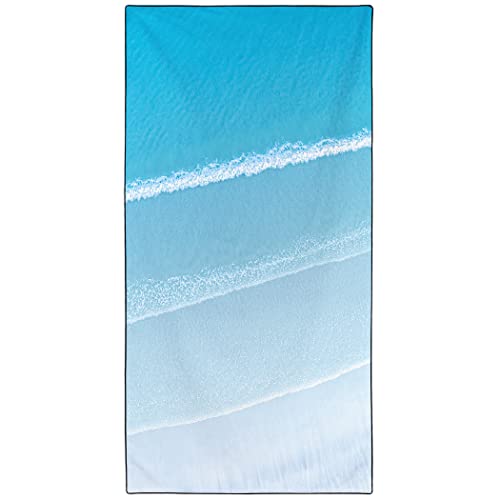 Violetpos Schnell Trocknende und Leichte Strand Handtücher Strandtuch groß 90x180 cm Schnelltrocknendes Mikrofaser Bedrucktes mit Blaues Meer Sandstrand von Violetpos