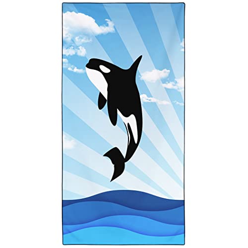 Violetpos Schnell Trocknende und Leichte Strand Handtücher Strandtuch groß 90x180 cm Schnelltrocknendes Mikrofaser Bedrucktes mit Delfine Killerwale Ozeane von Violetpos
