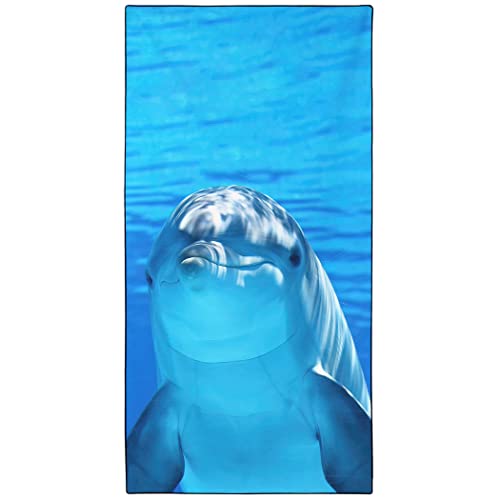 Violetpos Schnell Trocknende und Leichte Strand Handtücher Strandtuch groß 90x180 cm Schnelltrocknendes Mikrofaser Bedrucktes mit Lovely Dolphins Sea von Violetpos