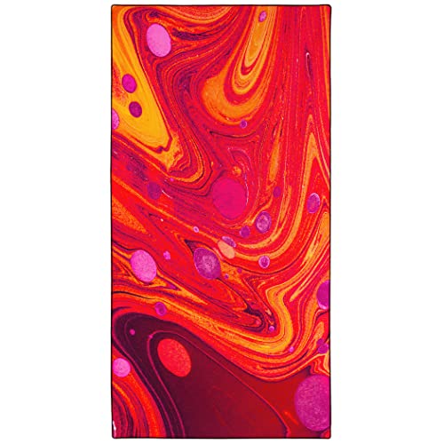 Violetpos Schnell Trocknende und Leichte Strand Handtücher Strandtuch groß 90x180 cm Schnelltrocknendes Mikrofaser Bedrucktes mit Roter Marmor Vortex von Violetpos