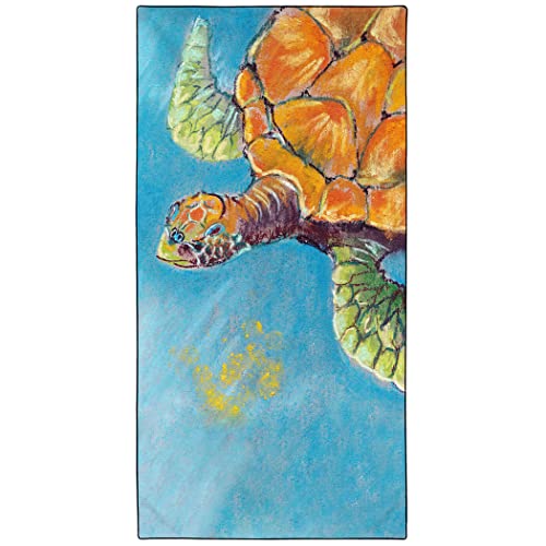 Violetpos Schnell Trocknende und Leichte Strand Handtücher Strandtuch groß 90x180 cm Schnelltrocknendes Mikrofaser Bedrucktes mit Schildkröte Ozean Orange von Violetpos