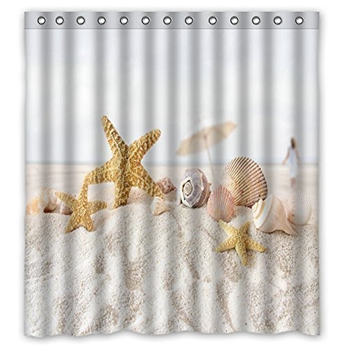 Violetpos Stern Fisch Meer Muschel Strand Duschvorhang Badezimmer Dekorative 120 x 180 cm von Violetpos
