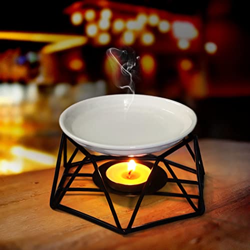 Violetpos Stilvoll Romantisch Ceramic Aroma Lamp Aroma Diffuser Tealight Candle Holder Oil Burner-Schwarz von Violetpos