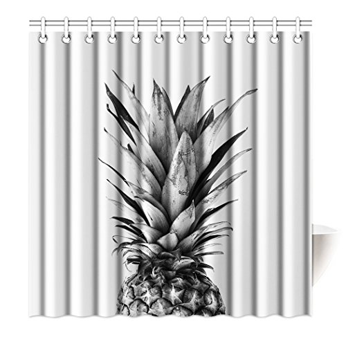 Violetpos Top Qualität Anti-Schimmel Duschvorhang Digitaldruck für Badezimmer Badvorhänge Grau Ananas Tropische Früchte 120 x 180 cm von Violetpos