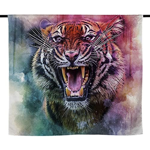 Violetpos Vorhänge Gardinen für Wohnzimmer Schlafzimmer 1 Stück Bunter Wütender Tiger 117x138cm W/H von Violetpos