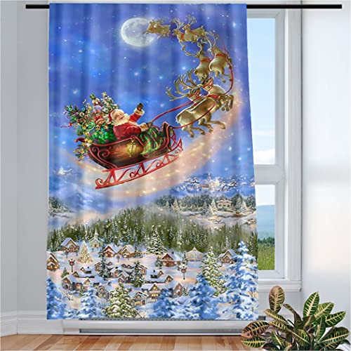 Violetpos Vorhänge Gardinen für Wohnzimmer Schlafzimmer 1 Stück Frohen Weihnachtsmann Weihnachten 117x138cm W/H von Violetpos