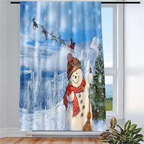 Violetpos Vorhänge Gardinen für Wohnzimmer Schlafzimmer 1 Stück Schneemann Schneepflug Weihnachten 135x175cm W/H von Violetpos