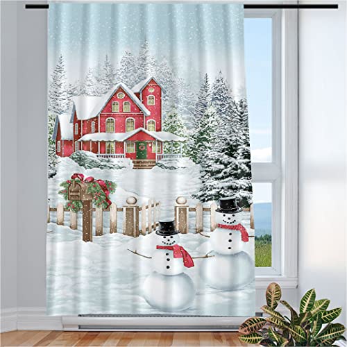 Violetpos Vorhänge Gardinen für Wohnzimmer Schlafzimmer 1 Stück Winter Weihnachten Schneemann 117x138cm W/H von Violetpos