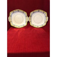 Blyth Porcelain Co Ltd Diamant China Paar 2 Kuchen - Oder Sandwichteller Um 1905 von VioletsEmporiumStore