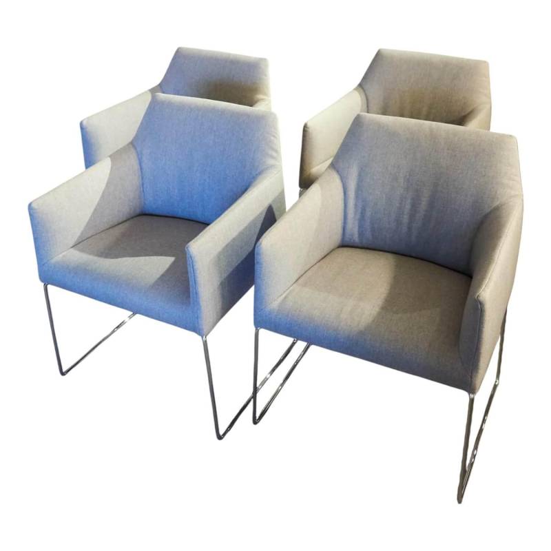 4er Set Stuhl Trient Stoff 10 113 London Dess Milchkaffe Grau Weiß Gestell Chrom... von Violetta