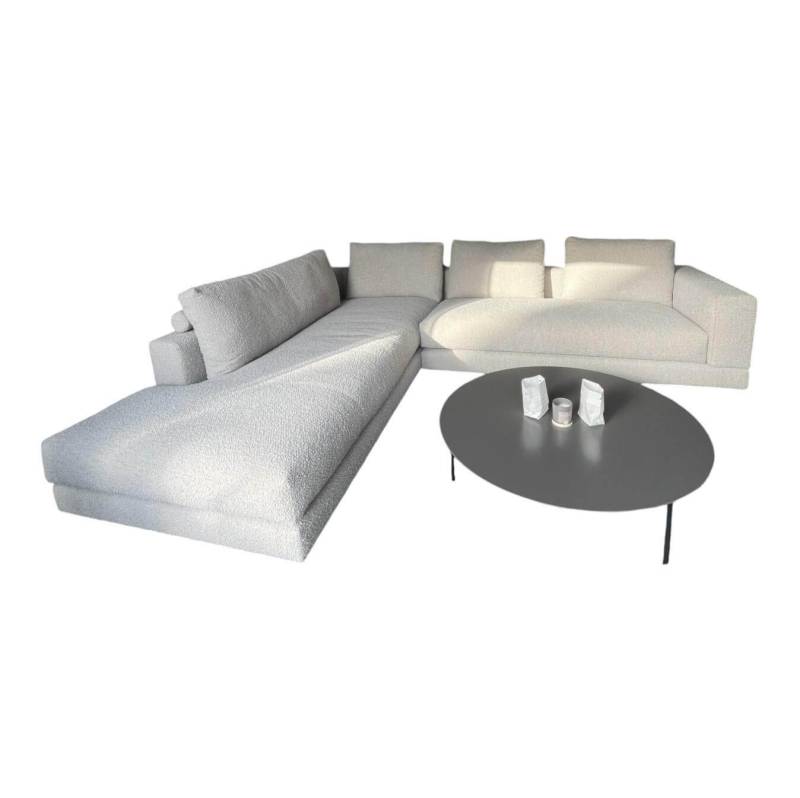 Ecksofa Boxspring Stoff 30 Universe 019 Greige Grau mit 4 Rückenkissen von Violetta