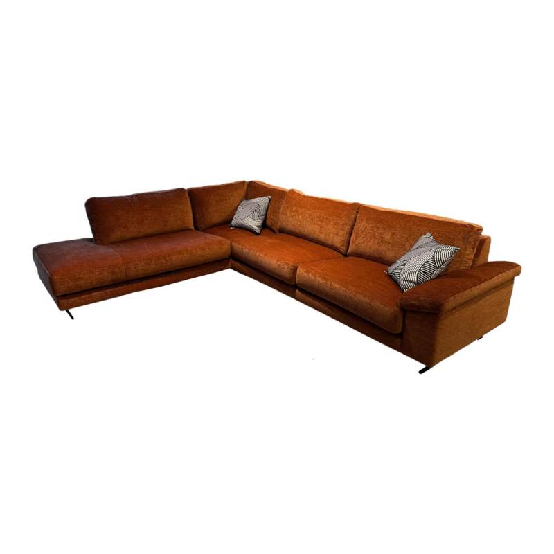 Ecksofa Vita 14 Stoff Verotex Hawk 20 Canyon Kupfer Orange Kufe Schwarz Ohne Dek... von Violetta