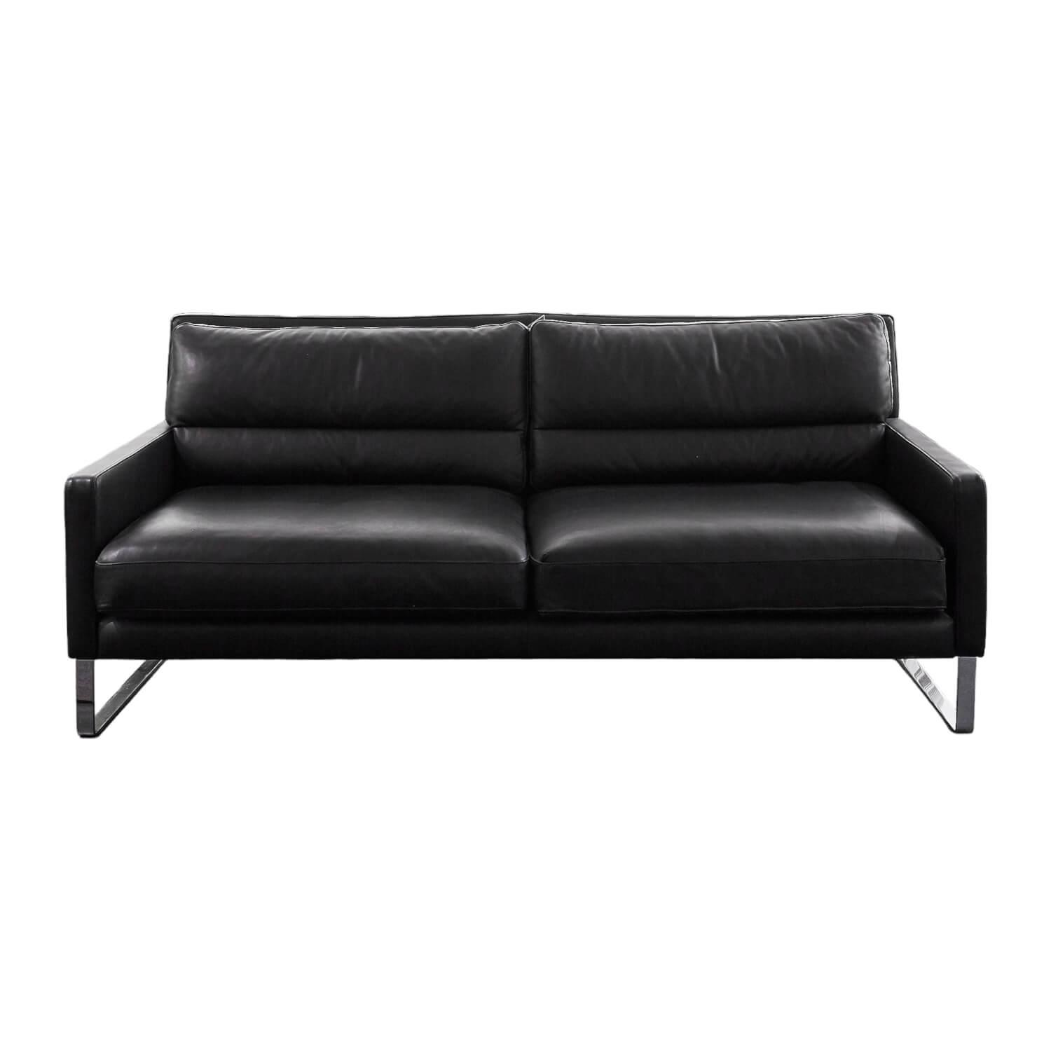 Sofa 2-Sitzer Victoria 2-Sitzer Bezug Leder Schwarz 3 85 Kufe Verchromt von Violetta