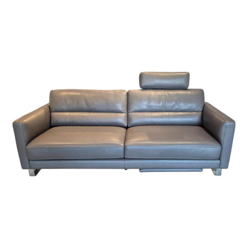 Sofa Tino Leder 80 Nachtgrau mit Kopfstütze und Fußteil von Violetta