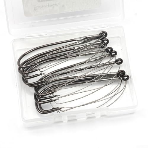 10 Stück Unkrautlose Haken für Würmer Widerhaken Angelhaken Set für Barsch Angler (2/0) von Violiica