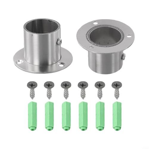 2 Stück Kleiderschrank Flanschstange Sockel Edelstahl Schrankstange Ende Unterstützung für Zuhause Organisation (32 mm) von Violiica