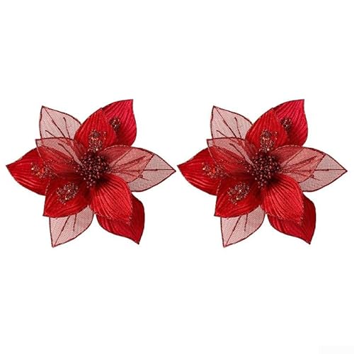 2 Stück Weihnachtsschmuck Ornamente 25 cm für Baum und Tisch Feiertagsarrangements (rot) von Violiica