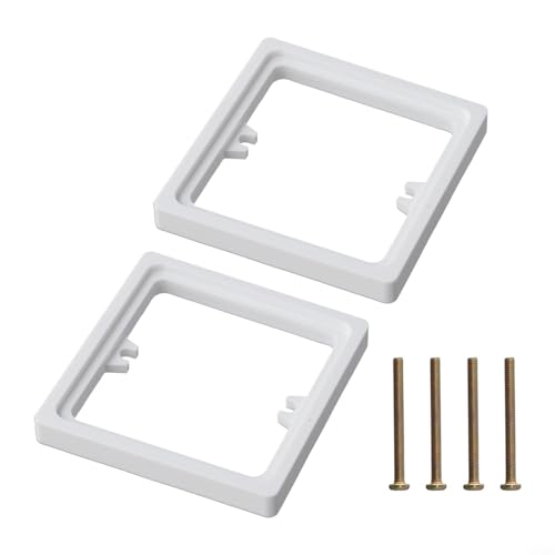 2 x quadratische Abstandshalter mit einer Steckdose, 10 mm, mit 4 Schrauben für Rahmenplattenbefestigung und Bodenbox-Tiefenverstellung (weiß) von Violiica