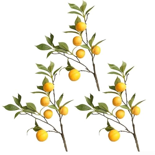 3 Stück künstliche Obstzweige dekorative Elemente für Vasen und Tafelaufsätze in Heimdekoration (gelb) von Violiica