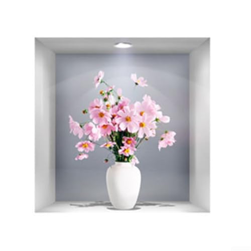 3D Vase Pflanze Wandaufkleber Set für Wanddekoration in Haus, aus PVC, geeignet für Schlafzimmer, Arbeitszimmer, Wohnzimmer und andere Räume (2) von Violiica