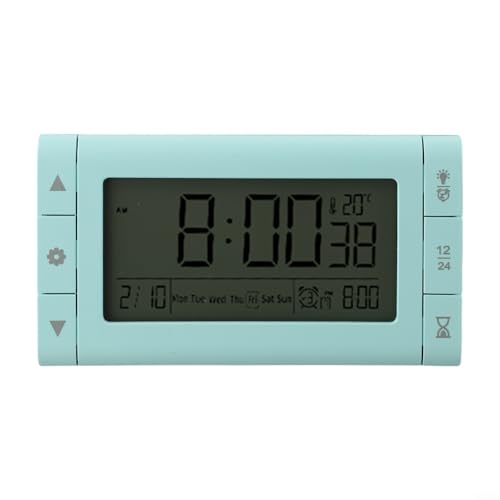 Batterien, Nachttischwecker mit einzigartigem dreieckigem Design, drei Alarmen und sanftem Nachtlicht für erholsame Nächte (grün) von Violiica