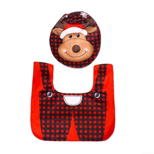 Charmanter Weihnachts-WC-Bezug mit Flanell-Teppich, perfekt für saisonale Badezimmerdekoration (D) von Violiica