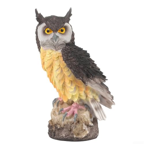 Eulen-Harz-Rasen- und Gartenstatue für den Außenbereich, handbemalte Vogelfigur für Veranda (A) von Violiica