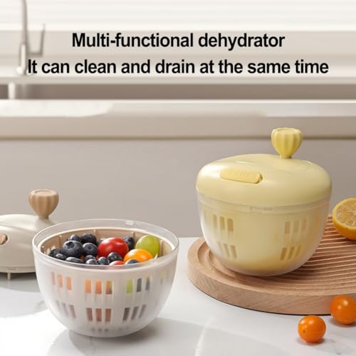 Kitchen Essential Salatschleuder für schnelle und effektive Gemüsereinigung (gelb) von Violiica