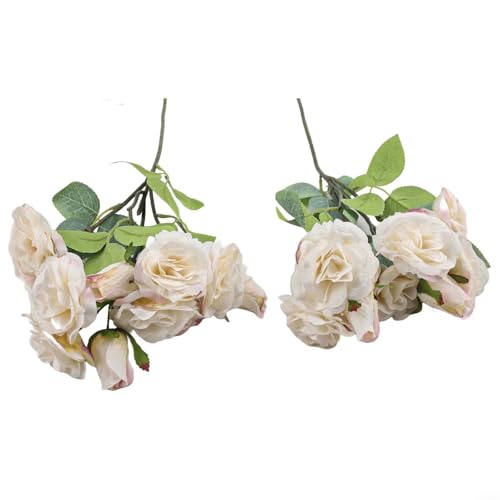 Künstliche Rosen 2er Set, schöne Seidenblumen für Hochzeit und Heimdekoration, zeitlose Eleganz (weiß) von Violiica