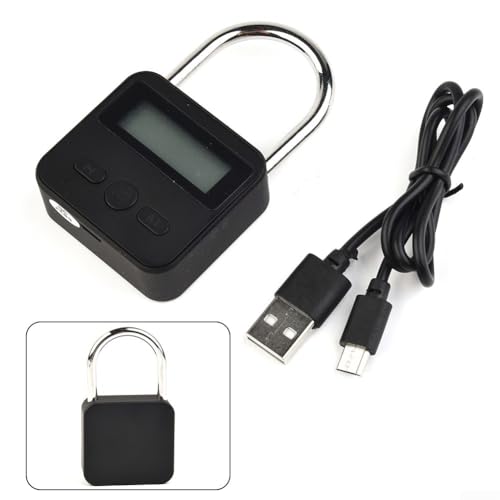 LCD Display Timer Schloss, Elektronischer Countdown Timer in robuster Metallkonstruktion (schwarz) von Violiica