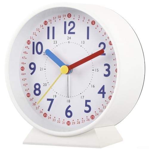 Leuchtende Tischuhr, 10 cm, geräuschlose Alarmfunktion mit Nachtlicht für Schlafzimmer oder Büro (weiß) von Violiica