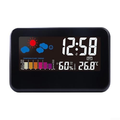Multifunktionale Uhr mit Farbdisplay, inklusive Wetter-, Temperatur- und Luftfeuchtigkeitsmessungen, perfekt für den täglichen Gebrauch (A) von Violiica