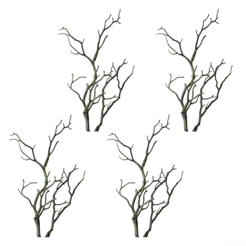 Set mit vier eleganten Kunststoffzweigstielen für stilvolle Dekoration (grün) von Violiica