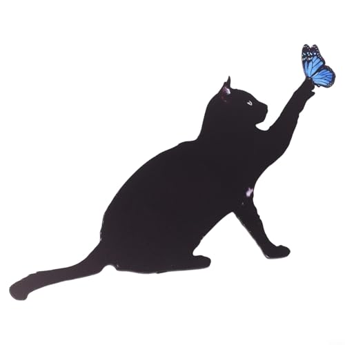 Stilvolle Katze Rasen Ornament Schwarz Acryl Vogelschreck für Outdoor Dekor Garten Dekoration (A) von Violiica