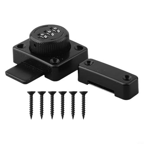 Verriegeln Sie Ihre Türen mit einem zurücksetzbaren Kombinationsschieberiegel, manipulationssicher (schwarz) von Violiica