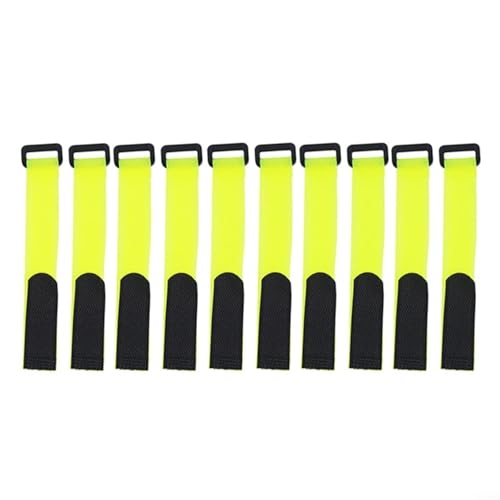 Violiica 10 Stück wiederverwendbare Angelrutengurte Kabelbinder 25 cm verstellbare Nylonverschlüsse für Ausrüstungsorganisation Outdoor Angeln Ausrüstung Sicherung (gelb) von Violiica