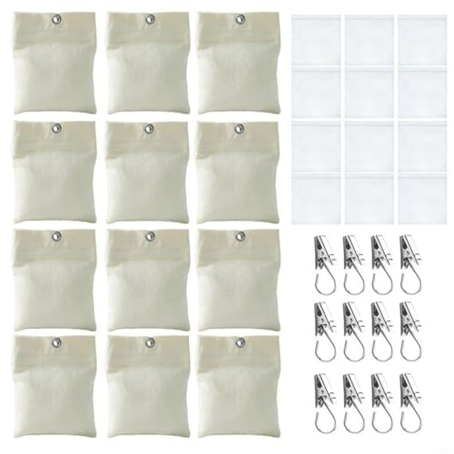 Violiica 425.2 g Outdoor Vorhang Sandsack Gewichte Set von 12 Stück Selbstklebende Segeltuchbeutel mit Clips für Pavillon Pergola Terrasse Vorhänge Tischdecken Windbeständigkeit von Violiica
