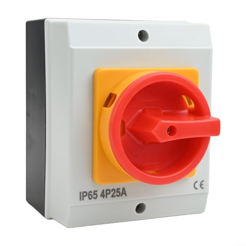 Violiica Robuster Drehtrennschalter mit IP65-Bewertung, 4-polige Konfiguration für Wechselstromkreise, bewertet für zuverlässige Stromsteuerung (25 A) von Violiica