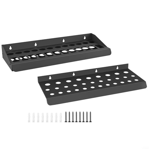 Wandmontiertes robustes Werkzeug-Aufbewahrungsregal-Set mit 2 Stück für Schraubendreher und Zangen, Organisation in Garage oder Werkstatt, mit Metallkonstruktion und Installations-Hardware von Violiica